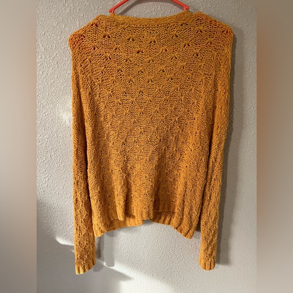Cropped mustard yellow American Eagle cardigan, size large. So cute! - Picture 2 of 2